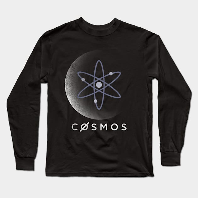 Vintage Cosmos ATOM Coin To The Moon Crypto Token Cryptocurrency Blockchain Wallet Birthday Gift For Men Women Kids Long Sleeve T-Shirt by Thingking About